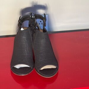 Time and Tru Perforated Black Heeled Boots